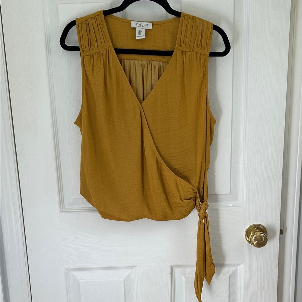 Rachel Zoe Mustard Sleeveless Wrap Blouse